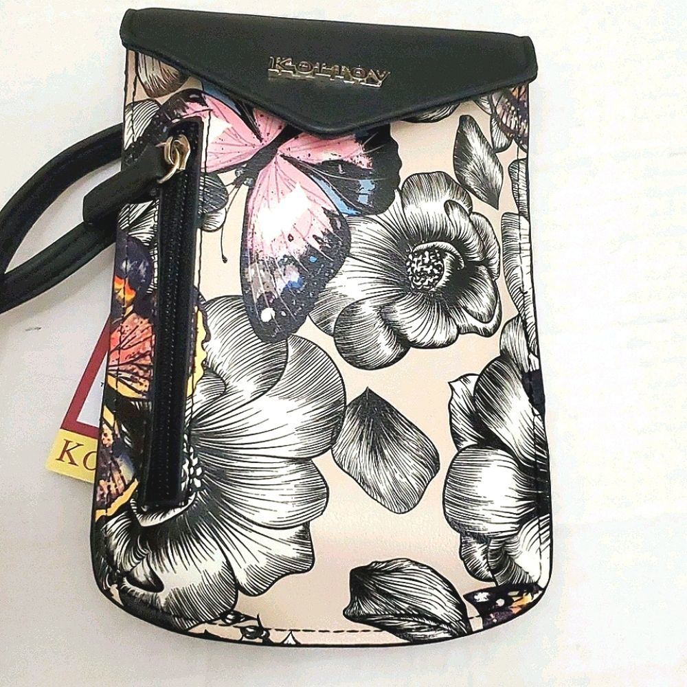 Koltov Tyra Tan Floral & Butterflies Mini Crossbody Bag